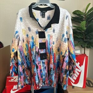 Ali Miles Black and Multicolor Abstract Jacket